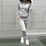 2 piezas Sudaderas con capucha para mujer Trajes de chándal casual Sudadera + Pantalones de chándal Conjunto Ropa de abrigo Sudadera deportiva para correr