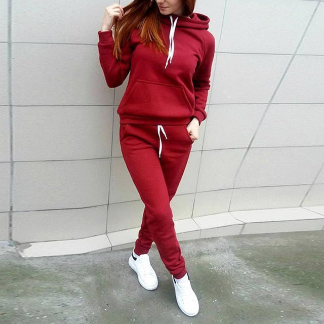 2 piezas Sudaderas con capucha para mujer Trajes de chándal casual Sudadera + Pantalones de chándal Conjunto Ropa de abrigo Sudadera deportiva para correr