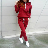 2 piezas Sudaderas con capucha para mujer Trajes de chándal casual Sudadera + Pantalones de chándal Conjunto Ropa de abrigo Sudadera deportiva para correr