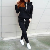 2 piezas Sudaderas con capucha para mujer Trajes de chándal casual Sudadera + Pantalones de chándal Conjunto Ropa de abrigo Sudadera deportiva para correr