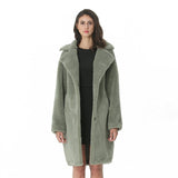 Invierno Mujer Abrigo de lana Cachemir Mujer Abrigo largo Mezclas de lana Elegante chaqueta de otoño para damas Ropa de piel gruesa y cálida Chica 2019