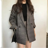 Chaqueta de algodón de manga larga a cuadros para mujer chaqueta vintage casual de cuadros