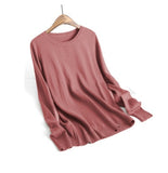 Suéter de cachemir de cuello redondo casual Suéteres de mujer Suéter de punto rosa blanco Jerséis femeninos Ropa de invierno 2019