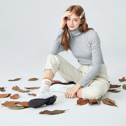 SEMIR 2019 otoño invierno suéter de cachemir suéter femenino suéter de cuello alto de cuello alto mujeres suéter básico de señora sólida