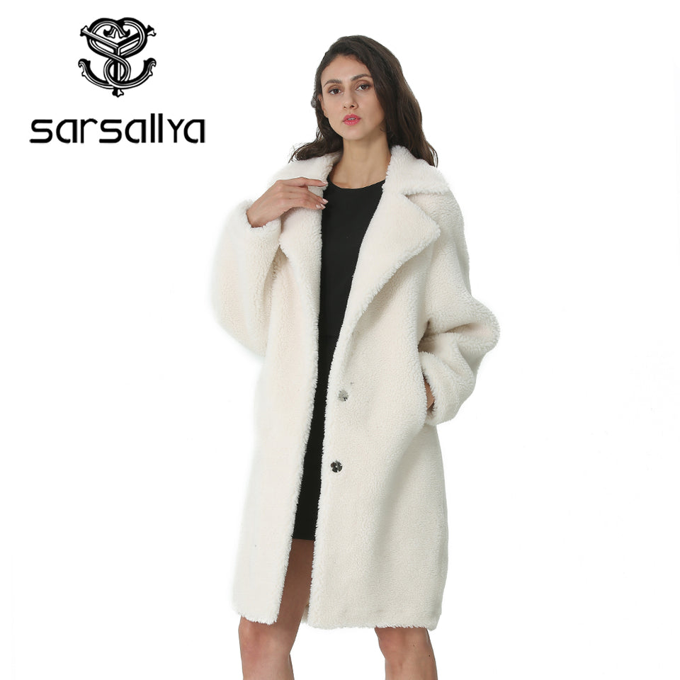 Invierno Mujer Abrigo de lana Cachemir Mujer Abrigo largo Mezclas de lana Elegante chaqueta de otoño para damas Ropa de piel gruesa y cálida Chica 2019